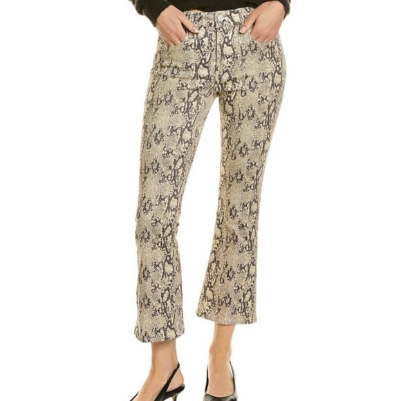NWT Frame Denim Le Crop Mini Boot Denim Jean in The Serpent Snake Print Size 26 - Picture 1 of 11